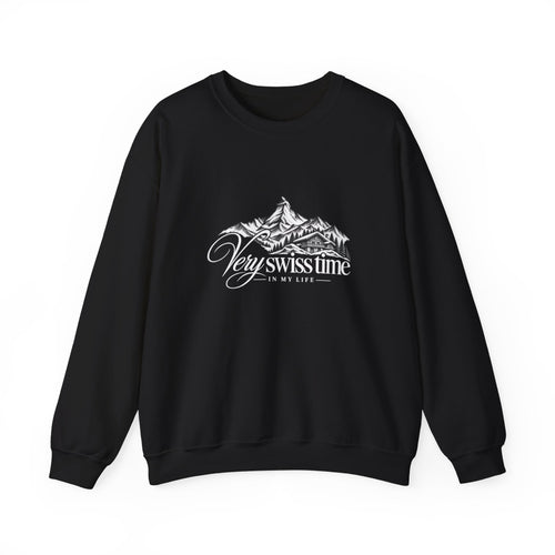Very Swiss Time Crewneck Sweatshirt — Mountain Ski Chalet Graphic