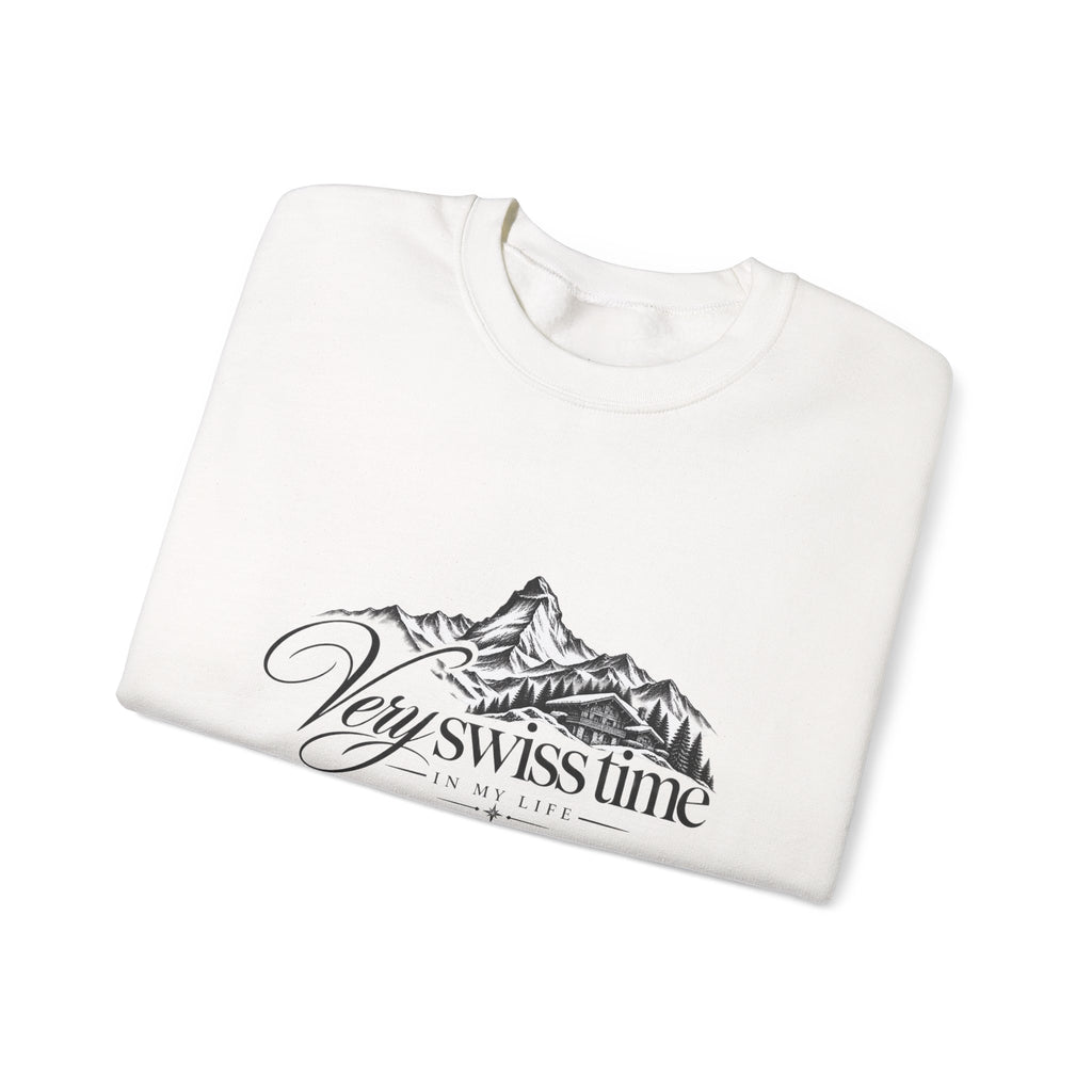 Very Swiss Time Crewneck Sweatshirt — Mountain Ski Chalet Graphic