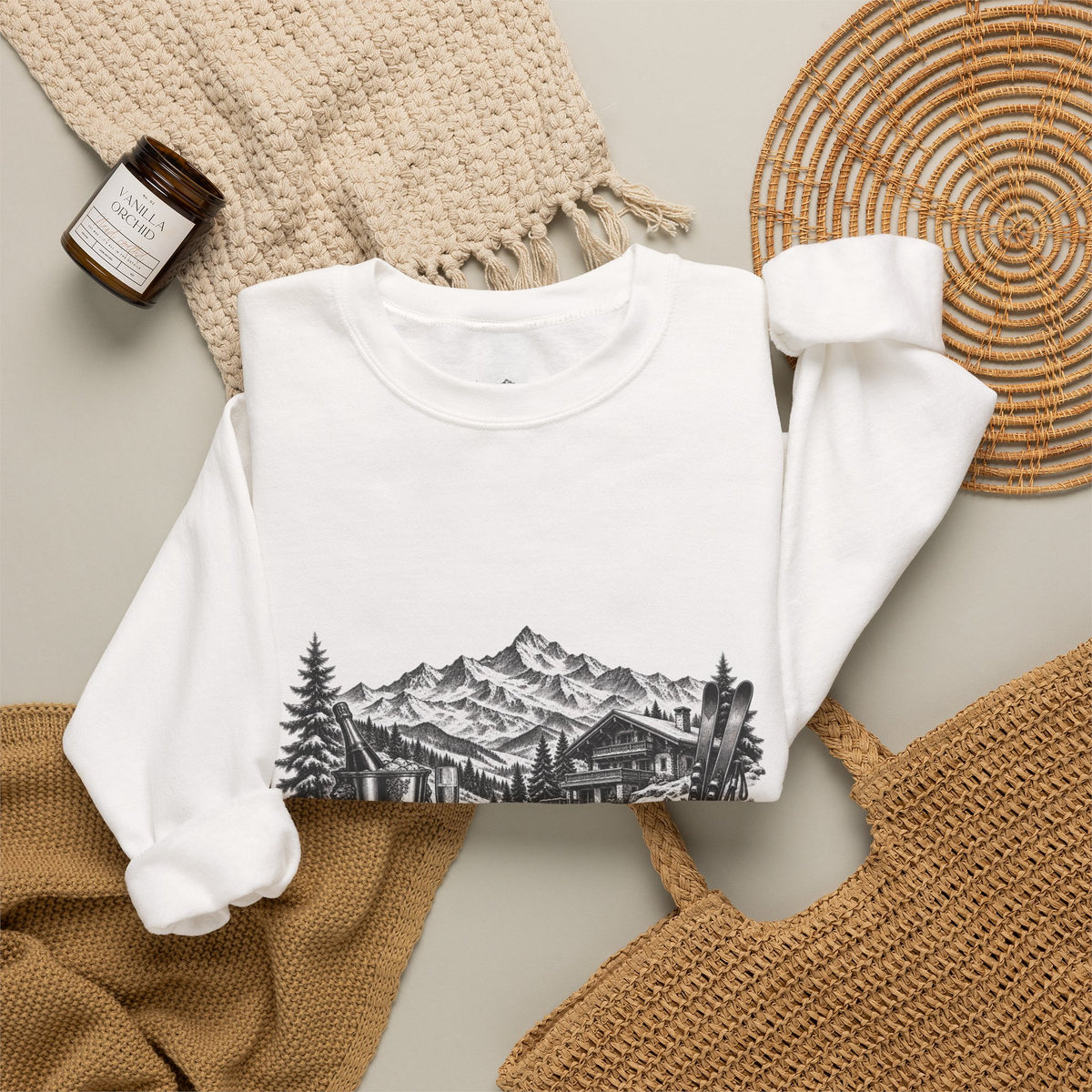 Mountain Floral Crewneck Sweatshirt — "You've met me at a very Swiss time"
