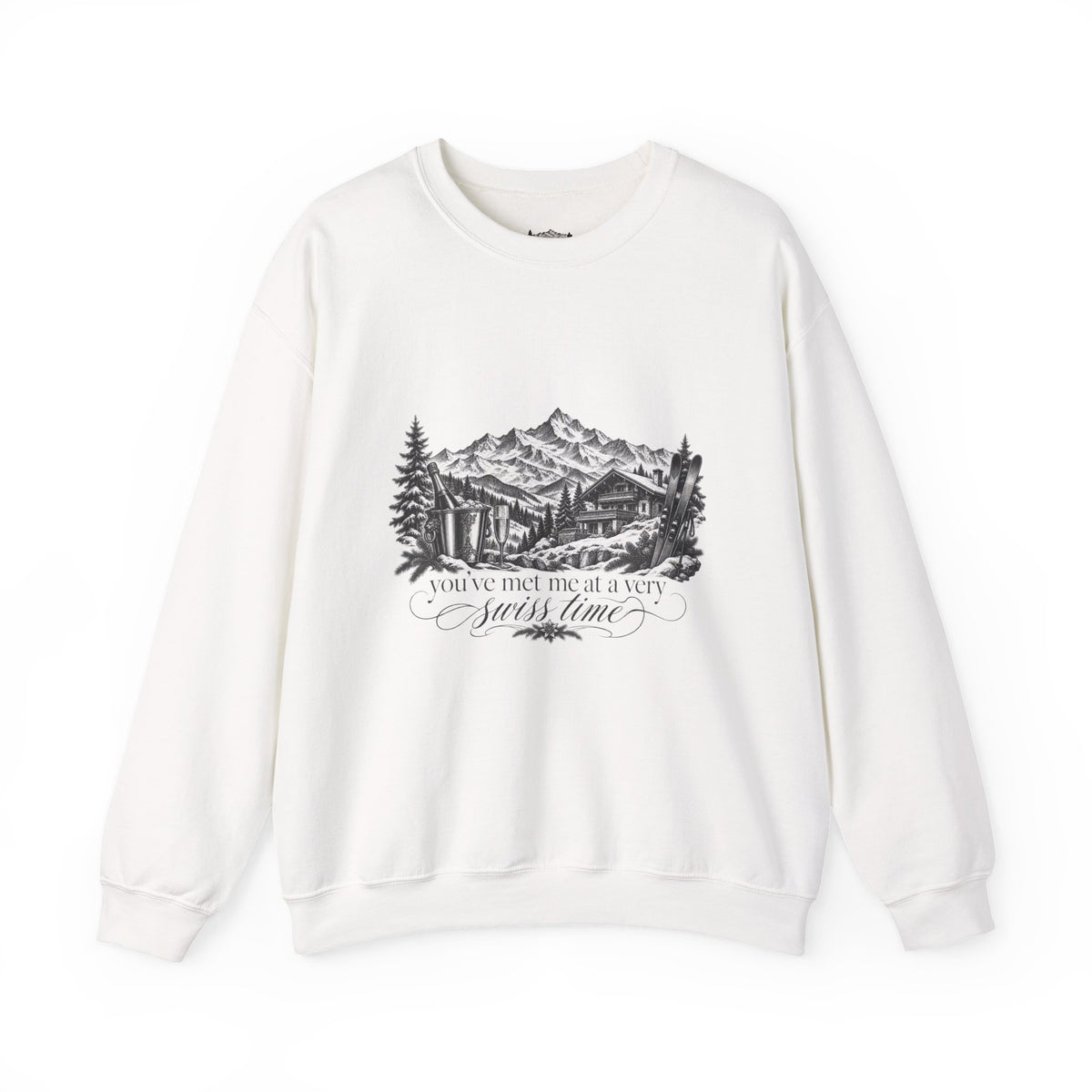 Mountain Floral Crewneck Sweatshirt — "You've met me at a very Swiss time"